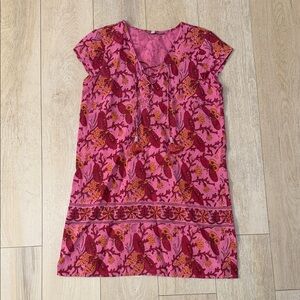 Calypso Pink Floral Tie-Neck Tunic Top Women’s Size Medium